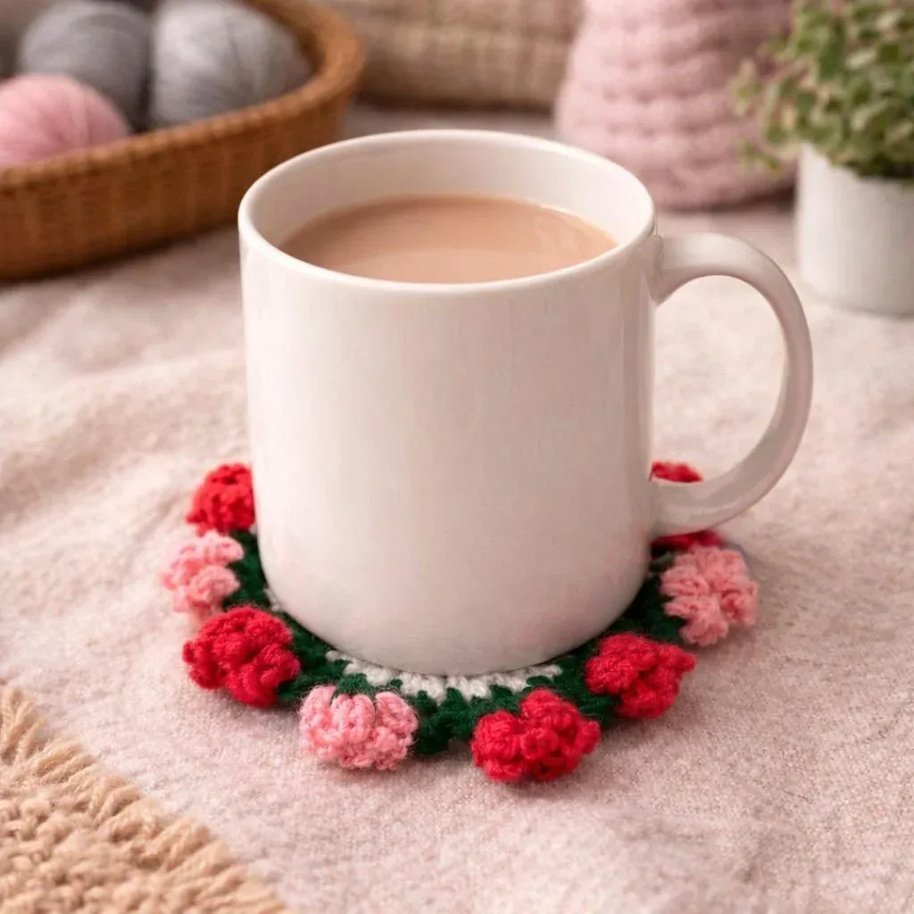 Crochet Floral Coaster Set — Multicolour — photo 1