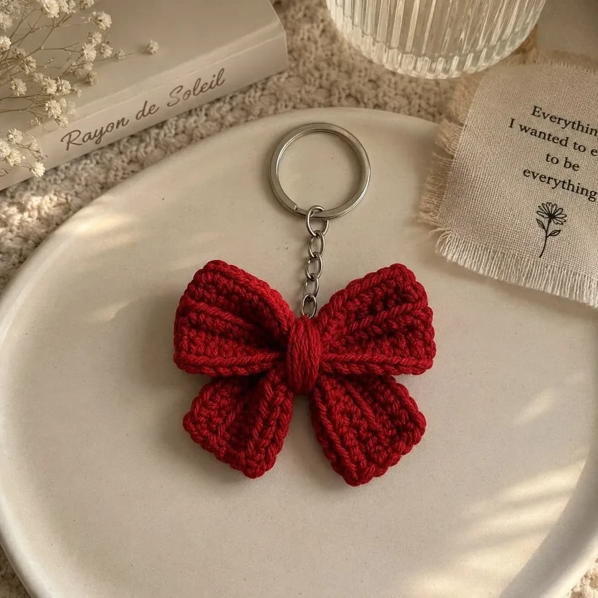 Crochet Bow Keychain — Red — photo 1