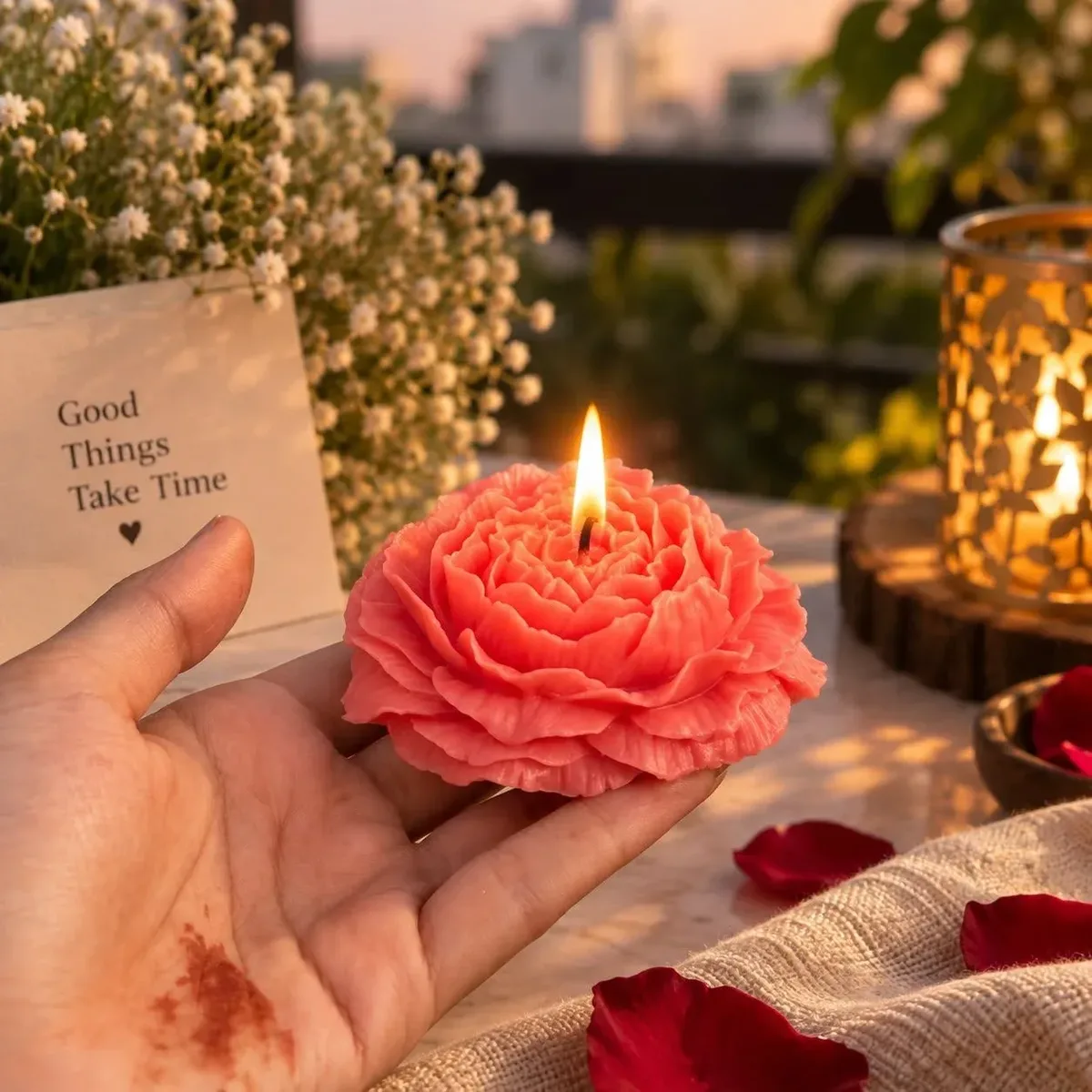 Rose Candle — Red & Pink — photo 1