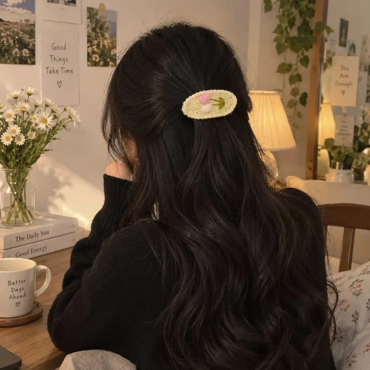 Crochet Floral Oval Hair Clip — photo 1