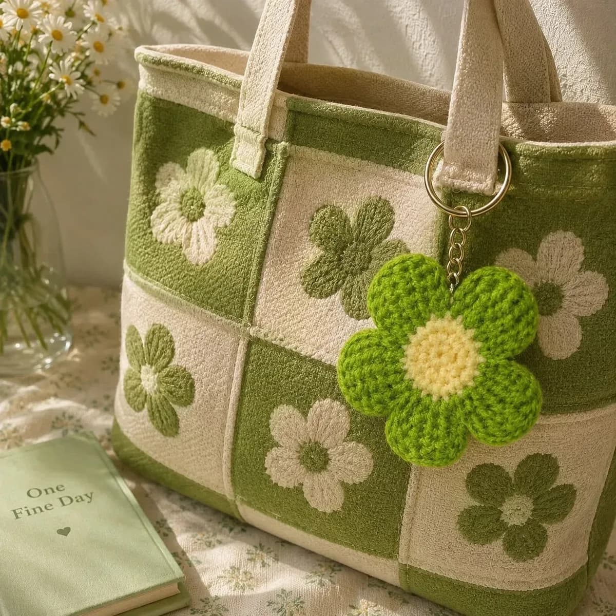 Crochet Flower Keychain — Green — photo 1